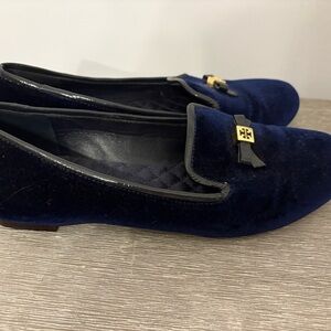 Tory Burch Deep Blue Velvet Flats